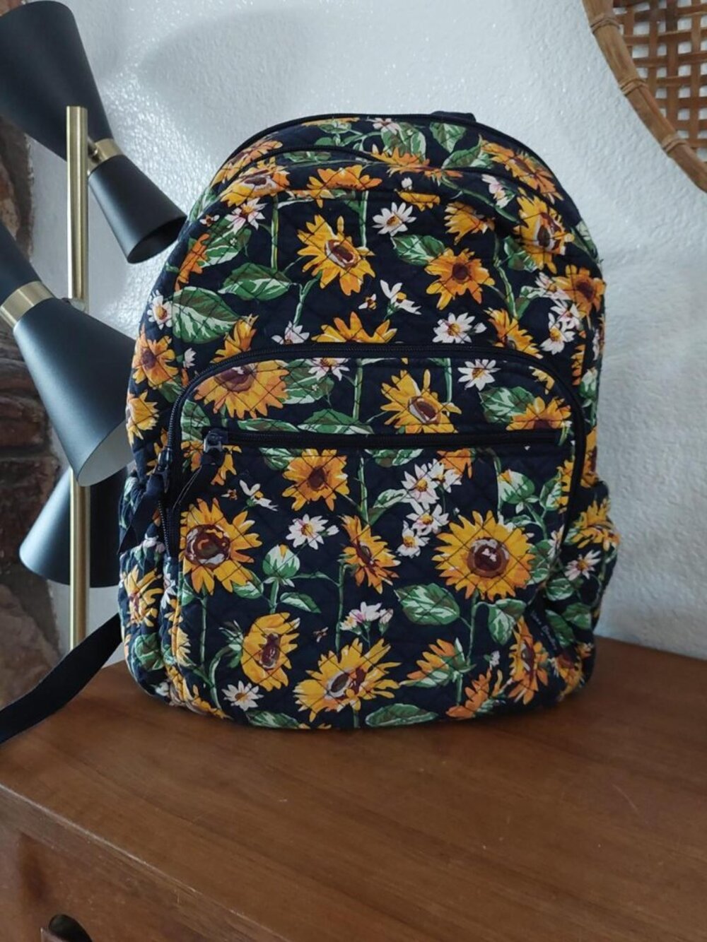Vera Bradley barcroft Campus Backpack Sunflowers Quilted Cotton Large Laptop Sch